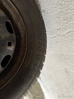 Plechove disky 5x100mm R14 so zimnými pneu. - 3