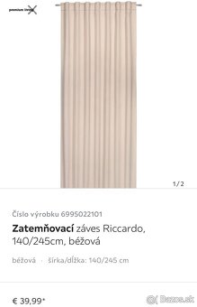 Hladká biela záclona a béžový zatemňovací záves - 3