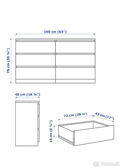 Ikea Malm dvojkomoda 2 ks - osobny odber ( mozna dohoda) - 3
