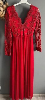 Červené spoločenské šaty 36/S - 3