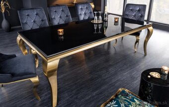 zlatý glamour stolík s čiernym tvrdeným sklom 180 PREMIUM - 3