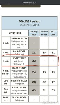 Predám sauna ticket vstupy 4h do Thermalparku Širava - 3