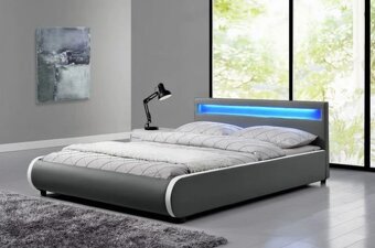 Čalúnená posteľ Sevilla 140 x 200 cm tmavošedá s LED svetlom - 3