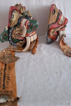 3 ručne tesané masky Barong a ceremoniálna maska (Bali) - 3