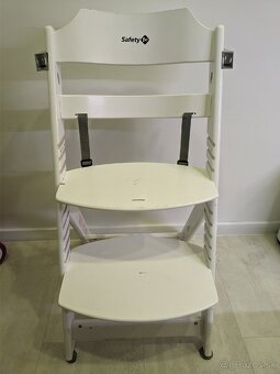 Detská jedálenská stolička Biela drevená - 3