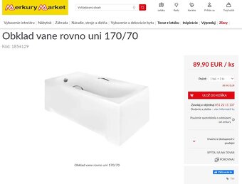 Úplne nový,zabalený a nepoužitý obklad vane rovno uni 170/70 - 3