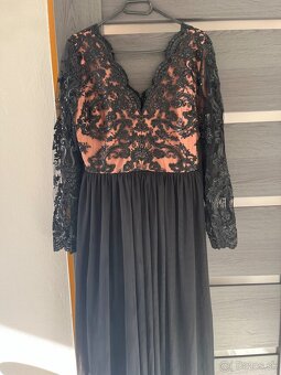 Čiernobéžové spoločenské šaty 34/XS - 3