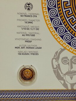 50 Franc AU/999 Congo-Kremnica, 3,11gram 150ks/svet - 3