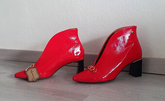 Červené kožené čižmy v.40 - 3