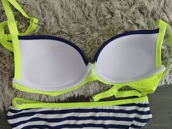 Dvojdielne plavky push up. M/38 žltá + modro biela - 3