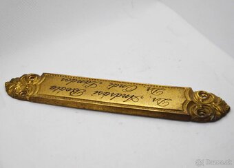 Stará mosadzná menovka  21x3,8cm - 3