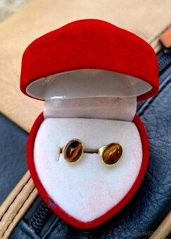 Zlate náušnice Tigrie oko 585 - 3