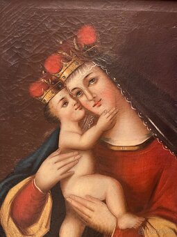 Olejomaľba na platne Madona s dietaťom v náruči - 3