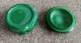 Malachitová dóza, jade sklo - 3