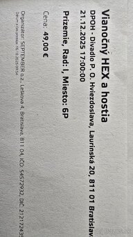 Predám vstupenky na vianočný koncert HEX V DPOH - 3