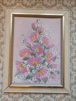 Tri obrazy kvetín – ručná olejomaľba - 3