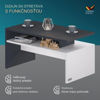 Konferenčný stolík 92x50x47cm biely antracit - 3
