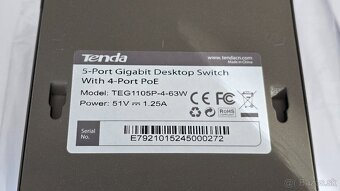 Tenda TEG1105P-4-63W PoE AT switch 4x PoE 802.3af/at, 5x 1 G - 3