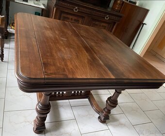 Starožitný celodrevený príborník, stôl 6 stoličiek - 3