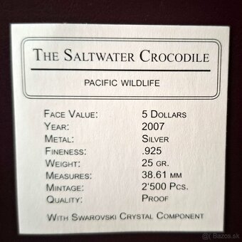 Saltwater crocodile 5 dolárová minca. - 3