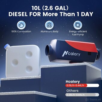 Naftové nezávislé kúrenie / bufík Hcalory 8kW, 10l nádrž, BT - 3