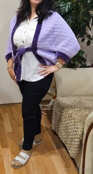 Predám Handmade hačkované pončo - fialové - 3