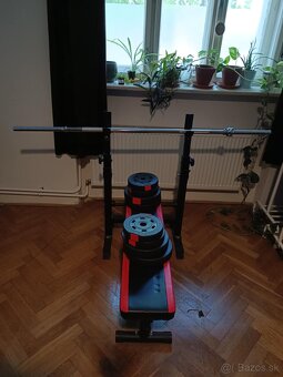 Bench press lavica , HopSport HS-1080, 30 kg závažia + tyč - 3