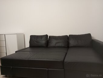 Ikea Friheten - čierna koženka, rohová pohovka - 3