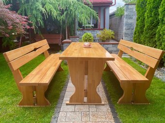 Masívny Dubový set srôl a dve lavice dĺžka 2m - 3