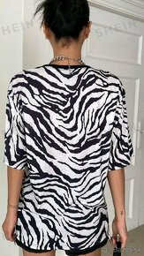 Zebrovaná tričko zvierací vzor bielo čierne - 3
