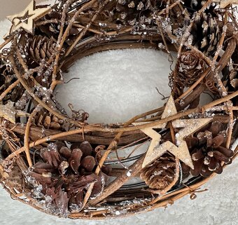 PRírodNý VIANOČNý VENIEC(handmade) + strieborná 3D hviezda - 3