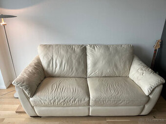 Béžová-biela kožená sedačka (IKEA) - 3