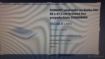 Predam nove umyvadlo na dosku Duravit 2358600000 - 3