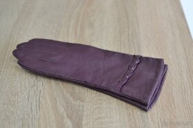 fialové kožené rukavice M - 3