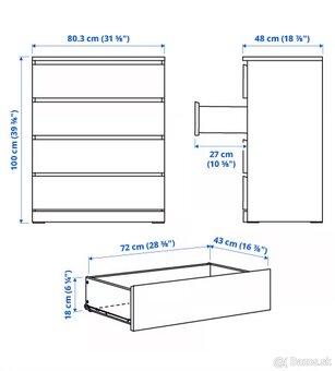 IKEA komody so 4 šuflíkmi – biela farba - 3