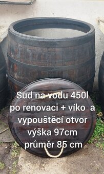Prodám dřevěné sudy a kádě 100l - 1700l - 3