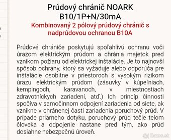 Prúdový chránič NOARK B10A 30mA - 3