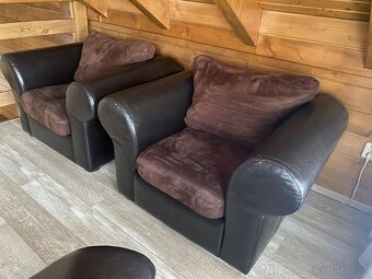 Sedačka koža/textil + 2 kreslá - 3
