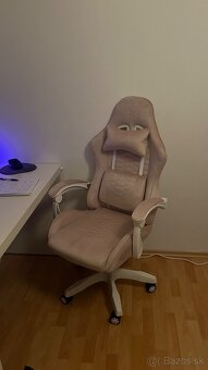 Herné kreslo HC-1000 Pink-White látkové - 3