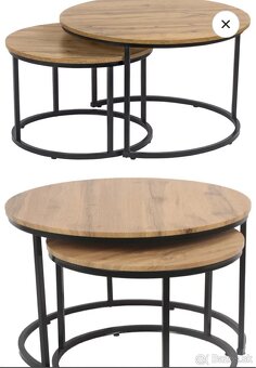 PRÍRUČNÝ STOLÍK DUO, prírodná farba, čierna, 53-43/45-35 cm - 3