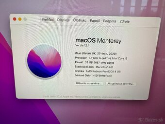 iMac 27" 5K / 6x3,1 GHz/ 32GB / 4GB grafika / 256 SSD / 202 - 3