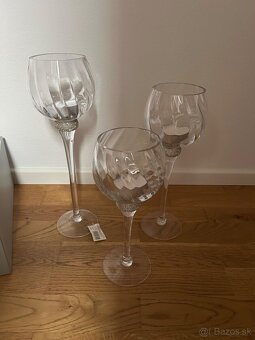 Sklenené svietniky s kamienkovou ozdobou 3ks/nové - 3