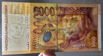 5000 Sk 1995 séria H , bankový vzor , mimoriadne vzácna UNC - 3