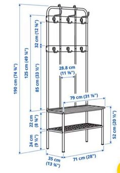 IKEA NIPÅSEN – vešiak s lavicou a policou na topánky, čierny - 3