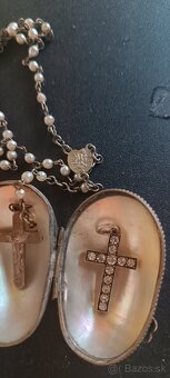 Starožitná perleťová mini stolička, perletové púzdro - 3