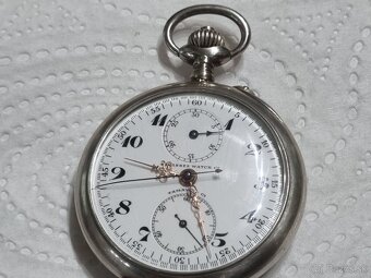 Strieborné, vreckové hodinky,chronograf. - 3