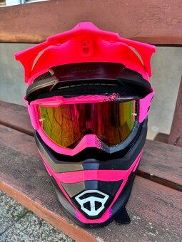 SHOT RACE GEAR prilba (ružovo-čierna) s okuliarmi – veľkosť - 3