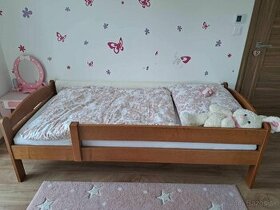 Detská posteľ so zábranou 200x90, dub , hnedá - 3