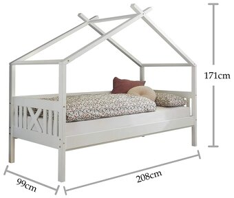 Detská domčeková dvoj-posteľ + rošty + matrace - 3