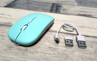 Bezdrôtová nabíjateľná bluetooth myš - mentolová - 3